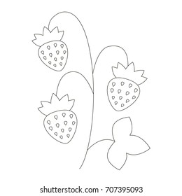 Strawberry cartoon. Outlined illustration with thin line black stroke