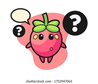 Strawberry cartoon with the question mark