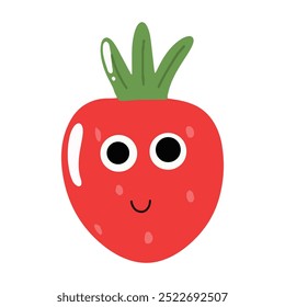 strawberry cartoon in red color illustration design. 