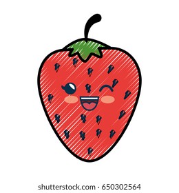 strawberry cartoon smiley fruit