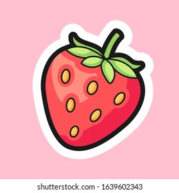 Strawberry cartoon sticker design vector