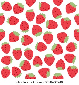 strawberry cartoons pattern design. sweet berry background. The seamless cute vibrant pattern in a girl or baby fashion, Fresh and juicy colorful strawberry fruit in summer. Vector design for fashion.