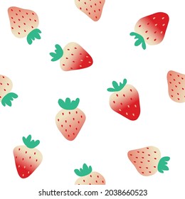 strawberry cartoons pattern design. sweet berry background. The seamless cute vibrant pattern in a girl or baby fashion, Fresh and juicy colorful strawberry fruit in summer. Vector design for fashion.