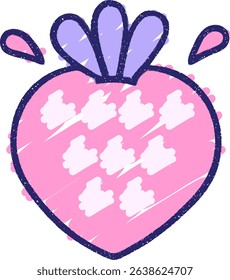 Strawberry Chalk Drawing in bright neon colors