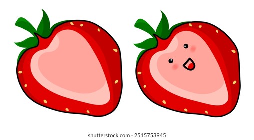 Strawberry character cartoon design. Strawberry vector illustration on white background.
