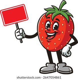 Strawberry-tekenfilm met een leeg teken
