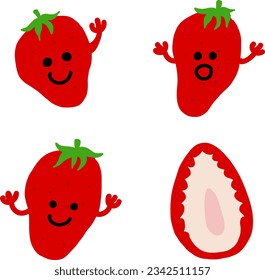 Strawberry character colored flat illustration. Vector icon.Hands can move.