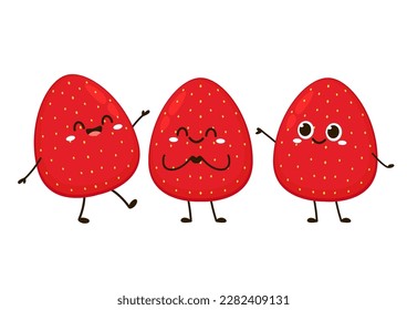 Strawberry character design. Strawberry on white background.