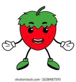 strawberry character illustration hand drawn isolated vector