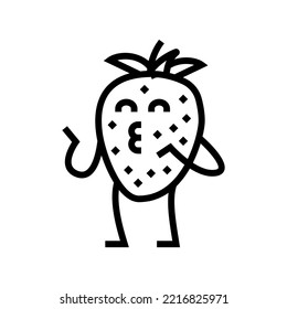 strawberry character line icon vector. strawberry character sign. isolated contour symbol black illustration