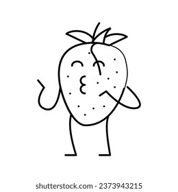 strawberry character line icon vector. strawberry character sign. isolated contour symbol black illustration