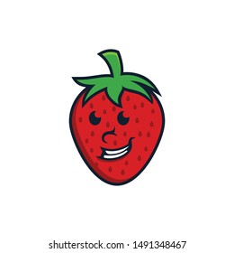 Strawberry character logo vector. Strawberry logo illustration