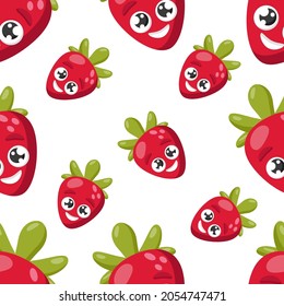 Strawberry character seamless vector pattern