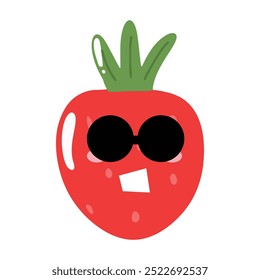 Emoticon simples de personagem de morango isolado em fundo branco