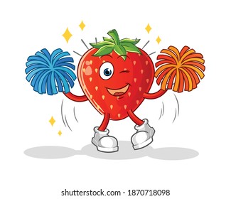 strawberry cheerleader cartoon. cartoon mascot vector