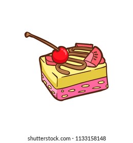 strawberry cheese cake vector illustration
