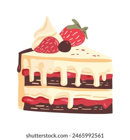 Strawberry cheese cake vector illustration