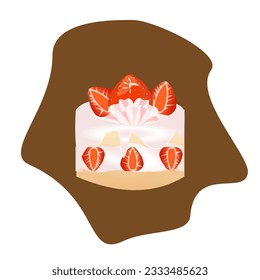 Strawberry cheese pie cartoon for icon dessert cartoon  
