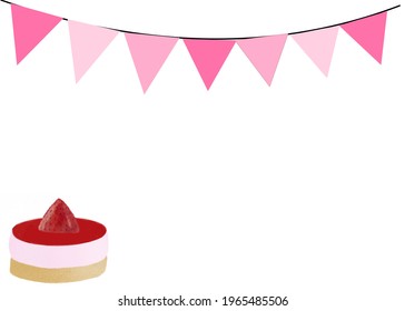 Strawberry cheese tart isolated on white background for background and texture concept copy space for text