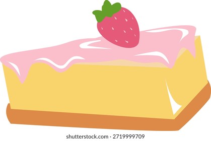 Ilustração de vetor plana de bolo de queijo de morango