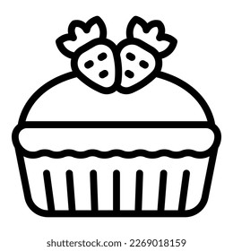 Strawberry cheesecake icon outline vector. Cake dessert. Food cream