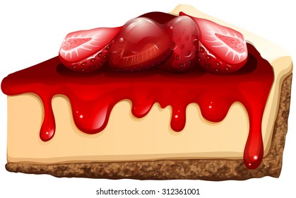 Strawberry cheesecake with jam illustration