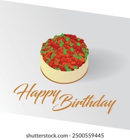 Strawberry cheesecake with lime, mint leaf topping, velvet birthday cake, cookies base, creamy cake, brown, coffee, chocolate, cream, grey layer background, sweet dessert, congratulate, birthday card