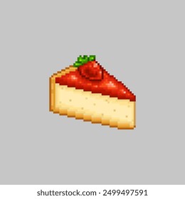 Strawberry cheesecake, pixel art food