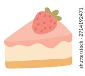 Strawberry Cheesecake Slice Dessert Vector Design