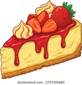 Erdbeer Käsekuchen Slice Illustration mit roter Glasur und Creme