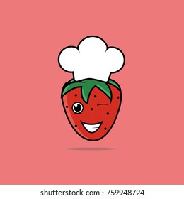 strawberry chef ilustration vector