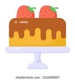 Diseño de vectores planos de fresa y pastel de chocolate 

