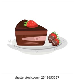 strawberry chocolate cake vector design