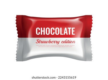 Empaque de chocolate de fresa modelo de diseño realista ilustración vectorial