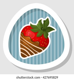 Strawberry in chocolate colorful icon