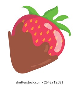 Morango em chocolate. Ilustração vetorial