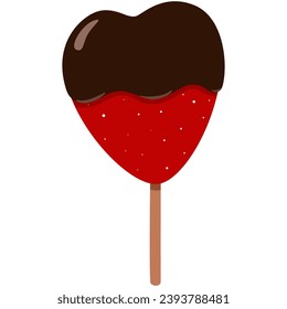 strawberry with chocolate dipped, fruit stick, fruit dessert, vector illustration, healthy food