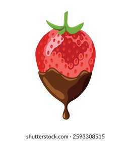 Strawberry and Chocolate Dipped Realistic Illustration on White