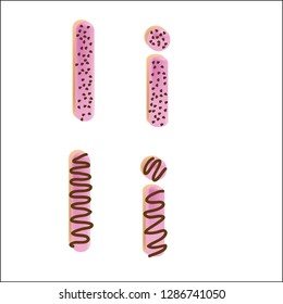 strawberry chocolate donut font concept with chocochip, delicious letter i, 3d rendering isolated on white background, tempting typography icing