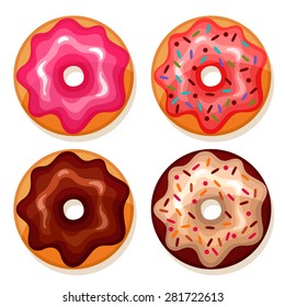 Strawberry and chocolate donuts