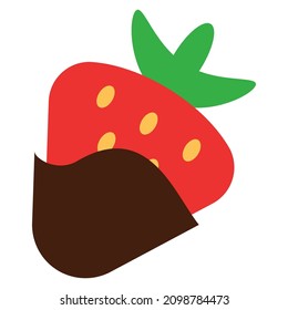 strawberry in chocolate flat clipart vector illustration