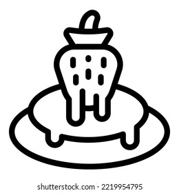 Strawberry Chocolate Fountain Icon Outline Vector. Food Fondue. Cute Fruit