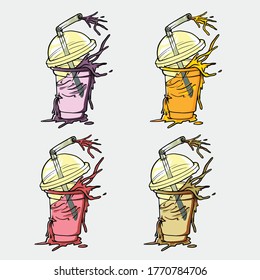 strawberry chocolate grape flavored drinks illustration perfect for logo