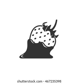 Strawberry chocolate icon in single grey color. Fruit food dessert
