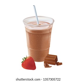 Strawberry & chocolate milkshake,vector