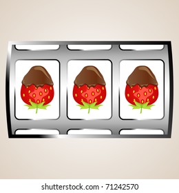 Strawberry with chocolate on the jackpot