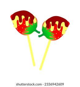  strawberry with chocolate on the stick like a lollipop
