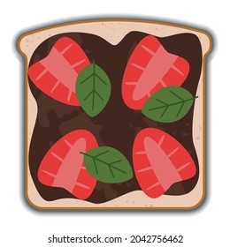 strawberry and chocolate sandwich with shadow