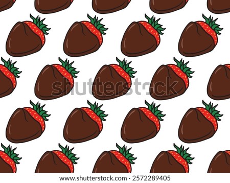 strawberry and chocolate seamless pattern, showcasing fresh strawberries treats. Perfect texture for menus, recipe books, packaging, and social media.