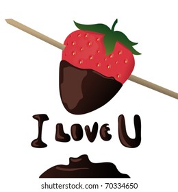 Strawberry in chocolate in vector art